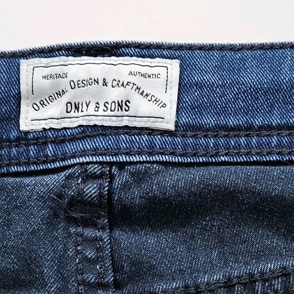 Only & Sons Jeans Men 30x32 (31) Blue Button Fly Skinny Cotton 22005280 Preppy - Picture 3 of 16